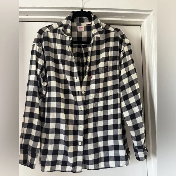 Levi's Classic Black and White Plaid Shirt - Picture 1 of 7